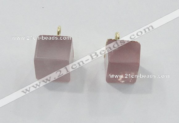 NGP2781 10*12mm - 12*14mm cube rose quartz gemstone pendants