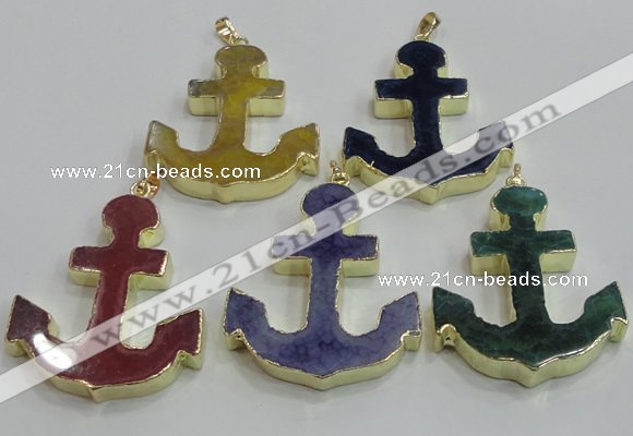 NGP2789 40*50mm anchor agate gemstone pendants wholesale
