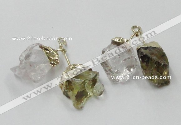 NGP2808 18*25mm - 20*25mm nuggets mixed quartz pendants wholesale