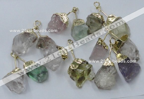 NGP2814 18*25mm - 20*25mm nuggets mixed quartz pendants wholesale