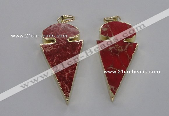 NGP2820 25*50mm - 27*55mm arrowhead sea sediment jasper pendants