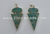 NGP2822 25*50mm - 27*55mm arrowhead sea sediment jasper pendants