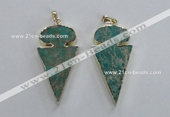 NGP2822 25*50mm - 27*55mm arrowhead sea sediment jasper pendants