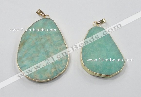 NGP2837 30*40mm - 40*50mm freeform amazonite gemstone pendants