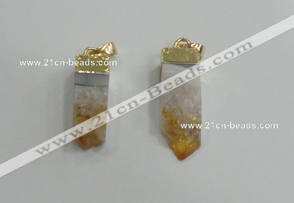 NGP2839 8*25mm - 12*40mm sticks druzy citrine gemstone pendants