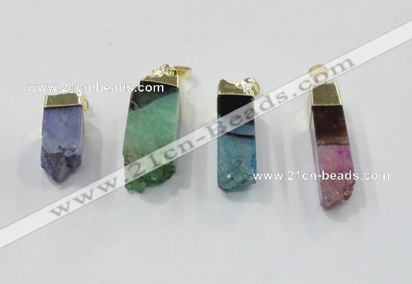 NGP2849 8*20mm - 12*40mm sticks druzy agate gemstone pendants