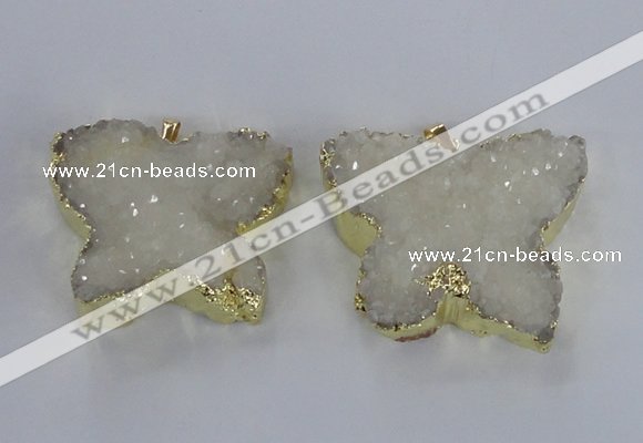 NGP2870 40*50mm - 45*55mm butterfly druzy agate pendants wholesale