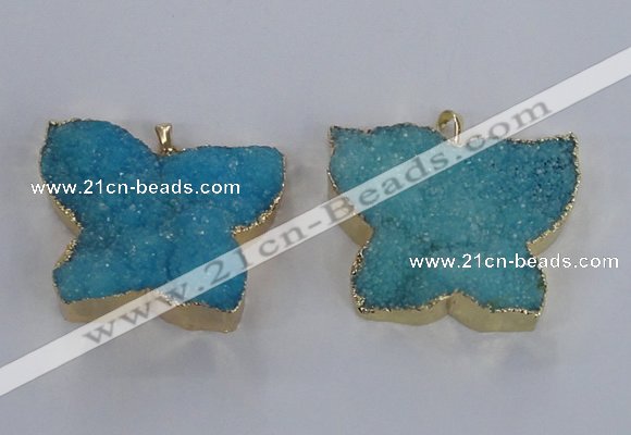 NGP2874 40*50mm - 45*55mm butterfly druzy agate pendants wholesale