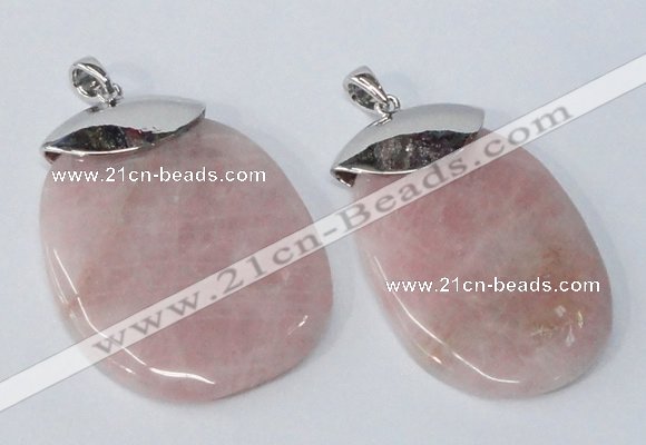 NGP2879 45*65mm - 50*70mm freeform rose quartz gemstone pendants