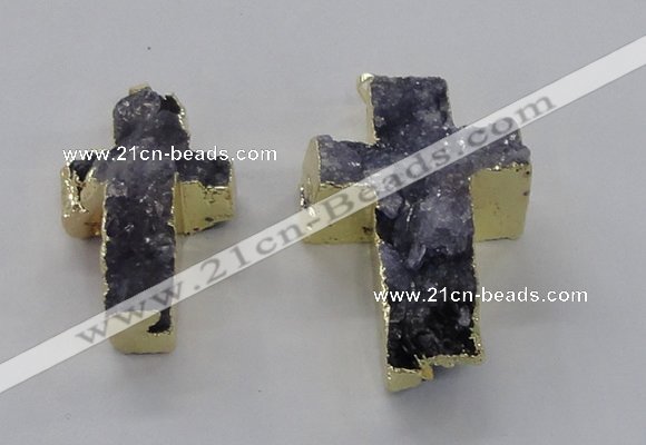 NGP2933 25*40mm – 30*50mm cross druzy agate gemstone pendants wholesale