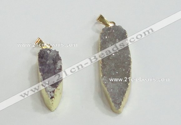 NGP2953 10*25mm - 12*40mm freeform druzy agate pendants wholesale