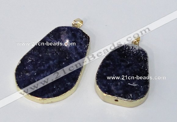 NGP2956 25*35mm - 35*45mm freeform sodalite pendants wholesale