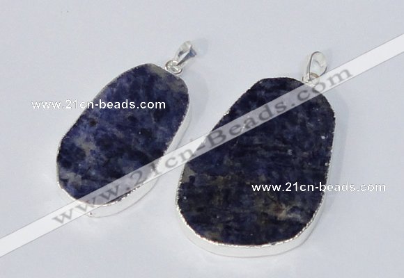 NGP2957 25*35mm - 35*45mm freeform sodalite pendants wholesale