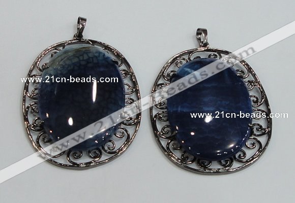 NGP2972 50*60mm oval agate gemstone pendants wholesale