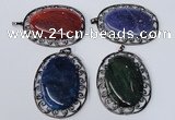 NGP2974 50*60mm oval agate gemstone pendants wholesale