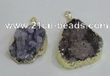 NGP2976 25*30mm – 25*35mm freeform druzy agate pendants