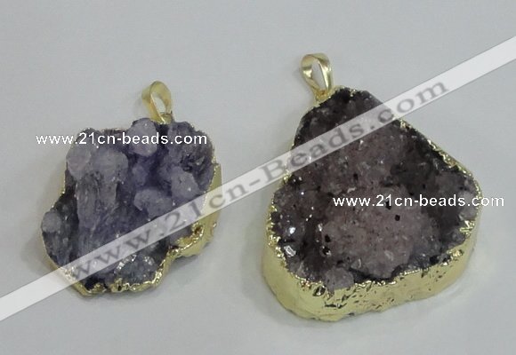 NGP2976 25*30mm – 25*35mm freeform druzy agate pendants