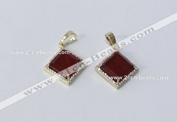 NGP3010 12*12mm diamond agate gemstone pendants wholesale