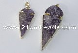 NGP3029 15*35mm – 20*50mm arrowhead amethyst gemstone pendants