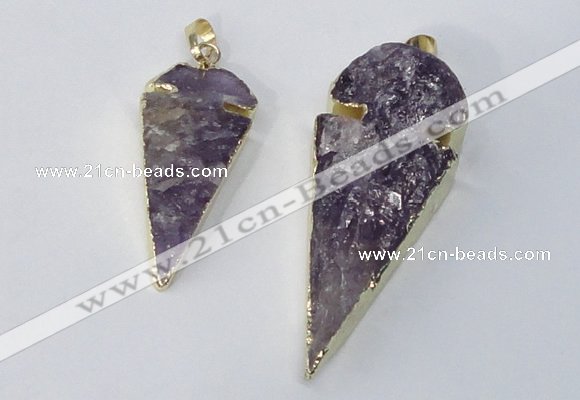 NGP3029 15*35mm – 20*50mm arrowhead amethyst gemstone pendants