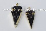 NGP3030 15*35mm – 20*50mm arrowhead smoky quartz gemstone pendants