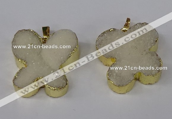 NGP3040 25*30mm - 30*35mm butterfly druzy agate pendants wholesale