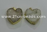 NGP3047 30*30mm heart druzy agate gemstone pendants