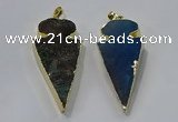 NGP3054 25*50mm - 28*55mm arrowhead agate pendants wholesale