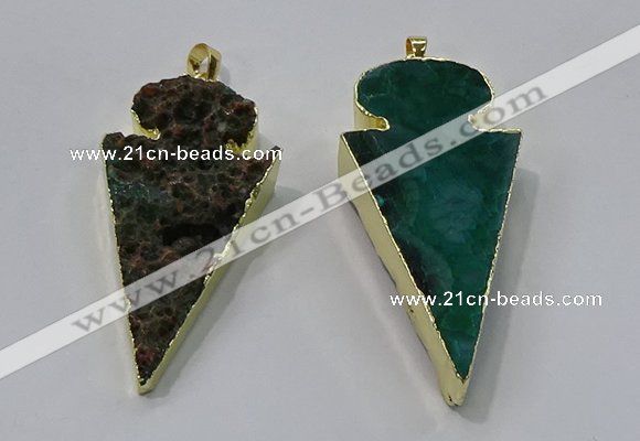 NGP3055 25*50mm - 28*55mm arrowhead agate pendants wholesale