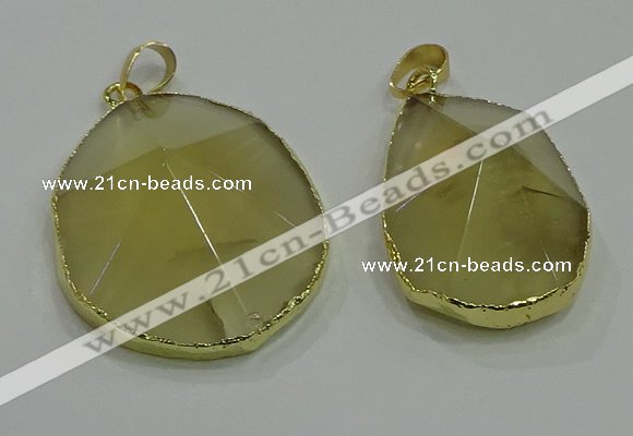 NGP3063 25*35mm – 35*45mm freeform lemon quartz pendants