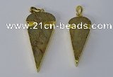 NGP3065 18*40mm – 22*50mm arrowhead sea sediment jasper pendants