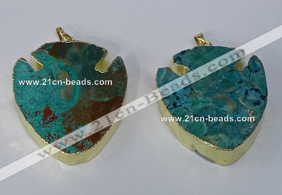 NGP3067 35*40mm – 40*45mm arrowhead ocean agate pendants