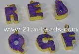 NGP3072 20*25mm - 25*30mm letter druzy agate pendants wholesale