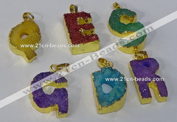 NGP3076 20*25mm - 25*30mm letter druzy agate pendants wholesale
