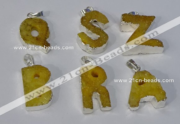 NGP3078 20*25mm - 25*30mm letter druzy agate pendants wholesale