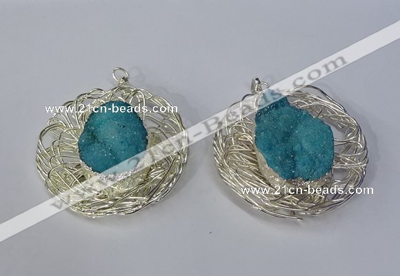 NGP3122 52mm - 55mm freeform druzy agate gemstone pendants