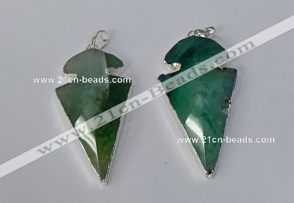 NGP3131 24*50mm - 26*55mm arrowhead agate gemstone pendants