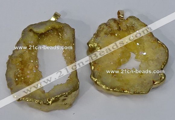 NGP3136 25*35mm - 40*50mm freeform plated druzy agate pendants