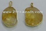 NGP3160 25*35mm - 30*40mm freeform citrine gemstone pendants