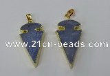 NGP3208 18*35mm - 20*40mm arrowhead blue lace agate pendants