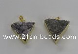 NGP3220 25*30mm - 30*35mm triangle druzy agate pendants