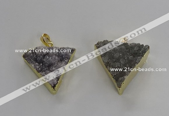 NGP3220 25*30mm - 30*35mm triangle druzy agate pendants