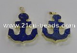 NGP3222 38*42mm - 40*45mm anchor lapis lazuli gemstone pendants