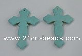 NGP3224 50*75mm cross turquoise gemstone pendants wholeasle