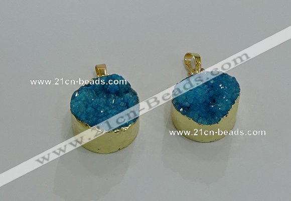 NGP3258 20mm - 22mm coin druzy agate pendants wholesale