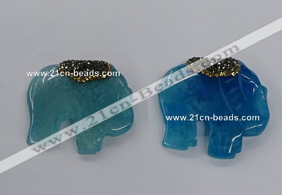 NGP3264 40*48mm - 45*50mm elephant agate gemstone pendants