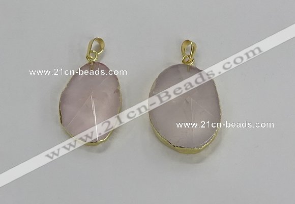 NGP3270 18*25mm - 30*35mm freeform rose quartz pendants