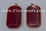 NGP3283 35*60mm octagonal agate gemstone pendants wholesale