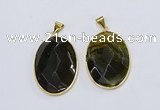 NGP3293 33*45mm faceted oval agate gemstone pendants wholesale