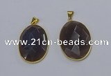 NGP3295 33*45mm faceted oval agate gemstone pendants wholesale